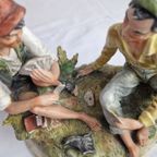 Italian Capodimonte "works Of Art" Figurine Young Men Playing Cards Sculpture Vintage thumbnail 9