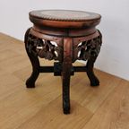 Antiek Chinees Bijzettafeltje, Plantentafeltje Met Marmer 12 thumbnail 9