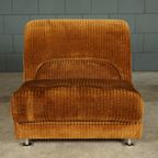 Midcentury Modulaire Bank – Bruine Ribstof – Jaren 70 thumbnail 7
