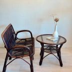 Vintage Rotan Bankje Fauteuil Set Jaren 70 thumbnail 5