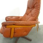 Zweeds Leren Draai Fauteuil G Mobel Sweden, Vintage Draaistoel thumbnail 14