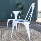 4 Tolix Style Eetkamerstoelen Vintage Design Witte Stoelen thumbnail 14