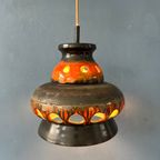 Mid Century Oranje Keramische West Germany Hanglamp thumbnail 5