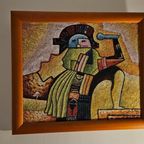 Schilderij B. Long - Azteken - 59 X 69 (Op Kokostegel) thumbnail 4