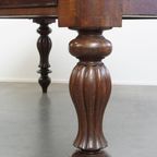 Grote, Unieke En Antieke Victoriaanse Engelse Eikenhouten Schrijftafel / Partner Desk thumbnail 10