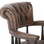 Stoere Vintage Chesterfield Bureaustoel Bruin Leer thumbnail 6