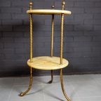 French Two-Tier Marble & Brass Side Table / Etagère thumbnail 7