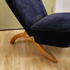 Vintage Theo Ruth Congo Fauteuil Stoel Donker Blauw thumbnail 5