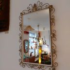Vintage Rechthoekig Deknudt Spiegel Wandspiegel Messing thumbnail 7