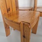 4 Massief Grenen Scandinavische Brutalist Vintage Stoelen thumbnail 4