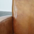 Prachtige Strak Gevormde Rundleren Design Fauteuil/ Armchair In Een Lichte Cognac Kleur thumbnail 5