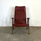 Vintage Van Teeffelen Fauteuil Bordeaux Rood Skai Leer thumbnail 3