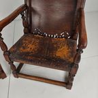 Pair Of English Antique Jacobean Monk Armchairs / Tables By F. Parker & Sons Ltd thumbnail 13