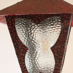 Amsterdam School Style Butterfly Lantern In Hammered Sheet Metal And Glass, 1940S thumbnail 11