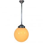 Oude Schoollamp Met Glazen Bol In Opaalglas, Jaren 30 thumbnail 3