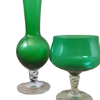 2 Delige Vintage Empoli Glas Set Vaasje En Groot (wijn)glas thumbnail 4
