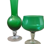 2 Delige Vintage Empoli Glas Set Vaasje En Groot (Wijn)Glas thumbnail 4