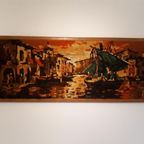 * Jaren 60 Wollen Vintage Schilderij Kunst Werkje Vintage thumbnail 2
