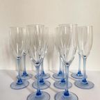 6X Vintage Champagneglas Blauwe Steel Luminarc thumbnail 5