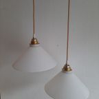 Vintage Driehoek Opaal Opaline Melkglas Wit Hanglamp Glas thumbnail 4