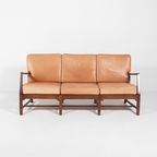 Mid-century Danish Modern 3-seats Sofa With Cognac Leather Cushions thumbnail 4