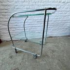 Vintage Barcart, Serveerwagen Art Deco Bauhaus Chroom Glas thumbnail 3