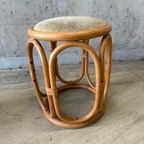Vintage Rotan Kruk Met Velours Bekleding thumbnail 3