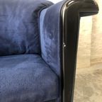 2 Vintage Durlet Fauteuils In Blauw Fluweel (1990s) thumbnail 11