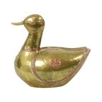Vintage Decoratief Eenden Beeld Gehamerd Koper Messing Hout thumbnail 4