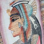 Egyptische Papyrus Cleopatra Hiėrogliefen Schilderij, Jaren '80 thumbnail 4