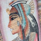 Egyptische Papyrus Cleopatra Hiėrogliefen Schilderij, Jaren '80 thumbnail 4