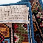 Handgeknoopt Wollen Smyrna Tapijtje. Vintage. 39x57 thumbnail 2