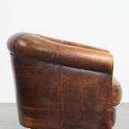 Unieke En Tijdloze Schapenleren Clubfauteuil Met Een Geweldig Patina thumbnail 3