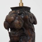 Prachtige Handgesneden Antieke Houten Staande Lamp Met Leeuwenkop thumbnail 5
