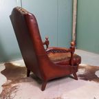 Bijzonder Stoere Vintage Bibliotheekfauteuil Met Studs thumbnail 6