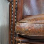 Stoere, Karaktervolle En Comfortabele Cognac-kleurige Schapenleren Clubfauteuil Met Een Tijdloos thumbnail 8