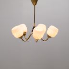 White Crystal Shades Brass Ceiling Lamp, Sweden 1950’S thumbnail 3