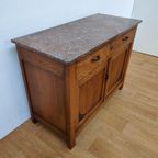 Vintage Frans Dressoir Commode, Ladekast Badkamermeubel Met Marmer Blad 105 thumbnail 13