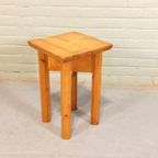 Vintage Grenen Kruk Bijzettafel Plantentafel thumbnail 3