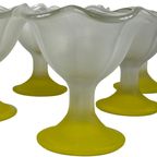 Set Of 6 Frosted Glass Ice Cream / Desert / Sundae Coupes - Floral Decor Made By Kig Indonesia - thumbnail 9