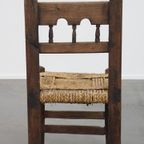 Sierlijke Antieke Boeren Stoel Met Touwen Zitting En Mooi Snijwerk thumbnail 4