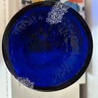 Vintage Donkerblauwe / Wit Glazen Vaas thumbnail 6
