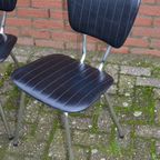 Twee Retro Soudexvinyl Stoelen Skai Leder Zwart, 3 Stuks thumbnail 4