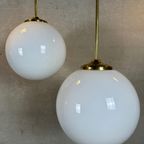 11X Art Deco Xl Hanglampen – Opaline En Messing thumbnail 5