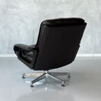 Jaren 70 Fauteuil Vintage Lounge Chair Bruin Leer Draaistoel thumbnail 7