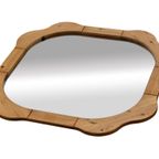 Vintage Spiegel Hout Pinewood Bloem Jaren 70 Design thumbnail 2
