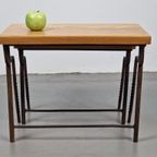 2 Brutalist Bijzettafel Nesting Tables Mimiset Eiken Metaal thumbnail 13