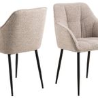 Nivala Eetkamerstoel - Set Van 2 - Beige Met Mat Zwarte Poten thumbnail 7