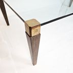 Vintage Salontafel In Hout - Messing En Glas - Peter Ghyczy Voor Ghyczy - Holland - 1970 thumbnail 3