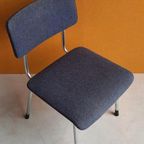 Vintage Stoel, Fauteuil, Stalen Frame En Wollen Stoffering thumbnail 3